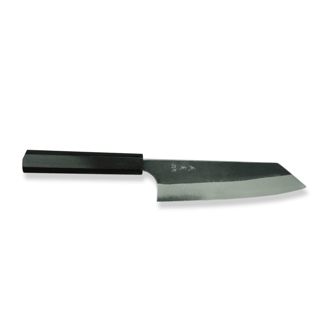 Yoshimi Kato Hot Forged Aogami Super Black Finish Bunka 165mm — Ebony Handle